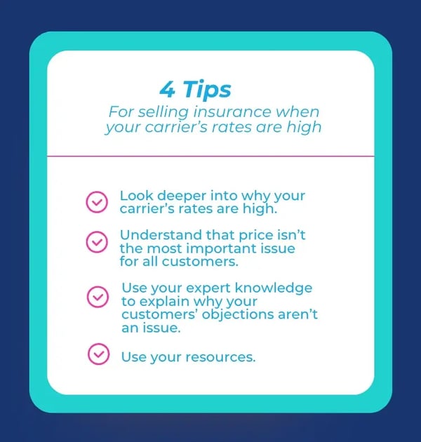 4 tips for selling insurance when your carrier's rates are high