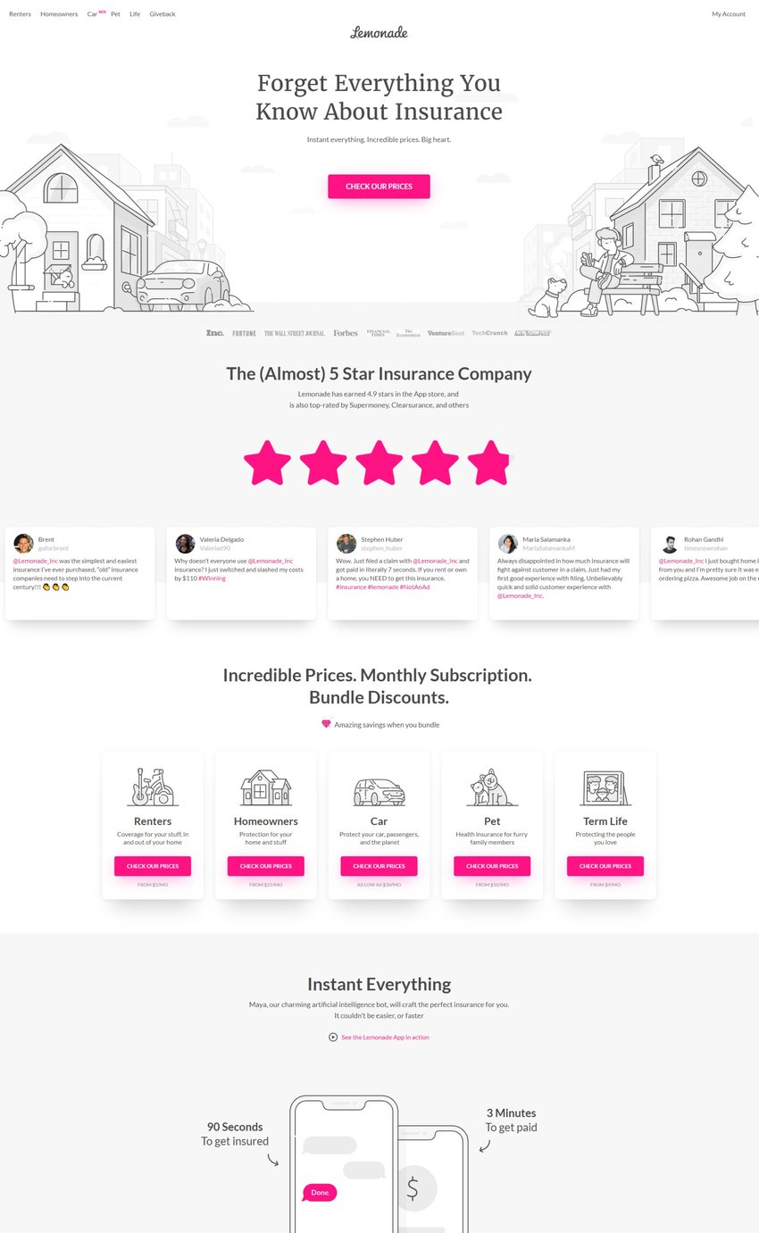 Insurance Agent Website Examples #7 - Lemonade